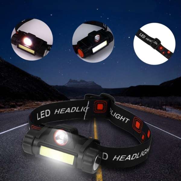 LED fejlámpa inSPORTline Lumeria, rugalmas pánt, kompakt, MicroUSB, 300 lumen