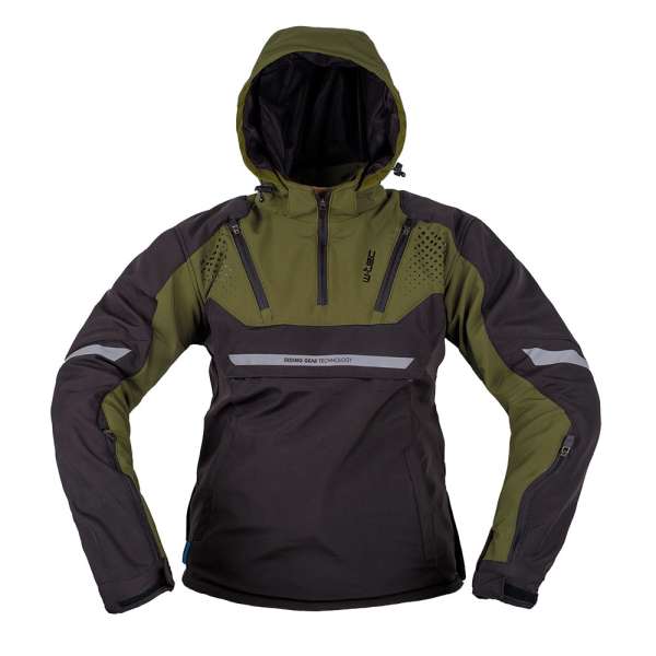 Férfi softshell motoros kabát W-TEC Annorack, AirVent szellőzés, visionight fényvisszaverő elemek, kivehető CE-védők khaki-fekete 