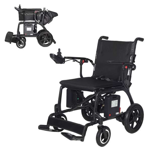 Elektromos karbon kerekesszék inSPORTline Feally, joystick vezérlés, elektromágneses fékek, biztonsági öv, 20–25 km hatótáv