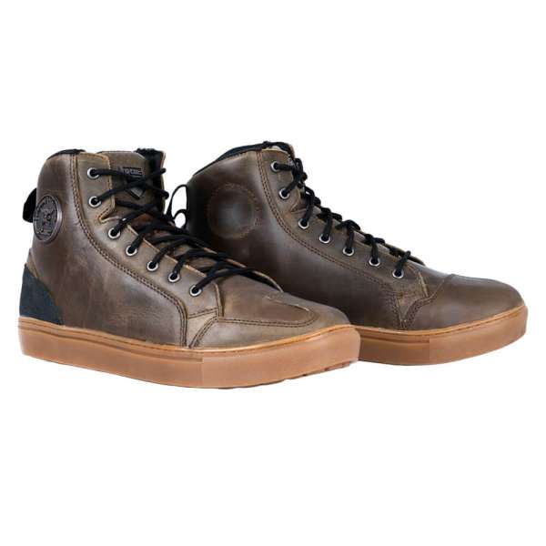 Motoros csizma W-TEC Fred, megerősített orr-rész, hurokkal ellátott pánt, dupla varrás csúszásmentes talp mediterrán barna 