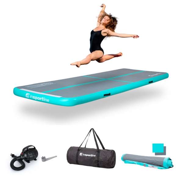 Airtrack elektromos pumpával inSPORTline Airstunt 500x100x10 cm, Drop Stitch technológia, javítókészlet, rugalmas anyag, megerősített varratok