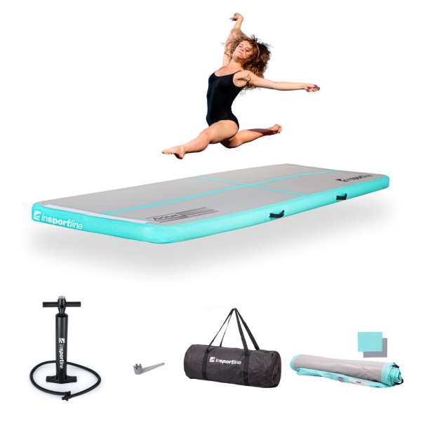 Airtrack kézi pumpával inSPORTline Airstunt 300x100x10 cm, Drop Stitch technológia, javítókészlet, hordozótáska