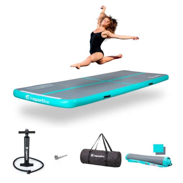 Airtrack kézi pumpával inSPORTline Airstunt 300x100x10 cm, Drop Stitch technológia, javítókészlet, hordtáska, rugalmas anyag, megerősített varratok