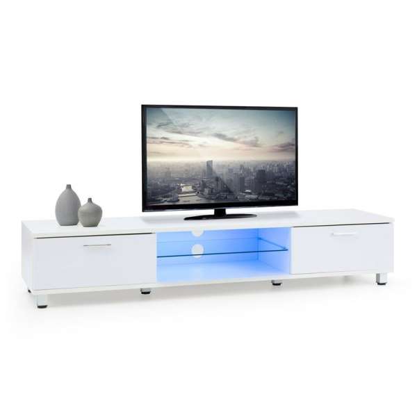 OneConcept Keira Lowboard, TV asztal, fehér, LED világítás, színváltoztatás
