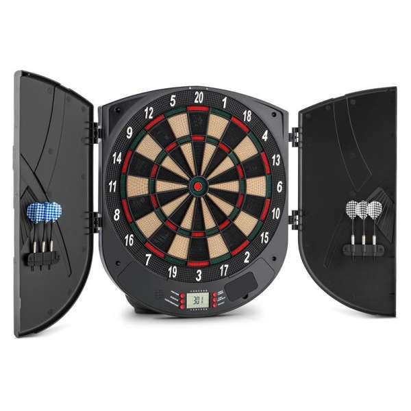 KLARFIT Dart, darts tábla, puha hegy, 26 játék, ajtó, hang
