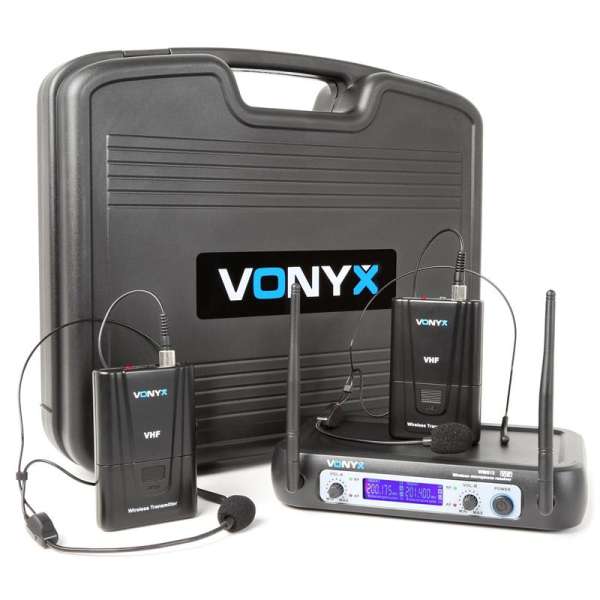 Vonyx WM512H, 2 csatornás UHF adó rendszer, övre tehető adó, kijelző