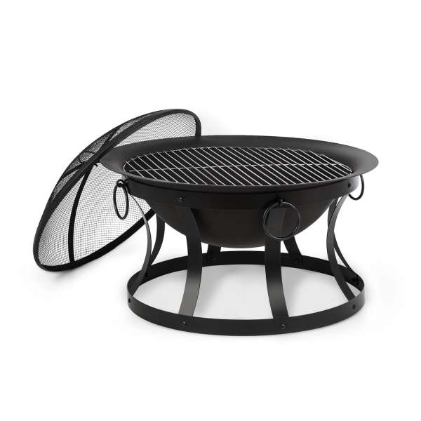 Blumfeldt Pentos, 2 az 1-ben tűzrakóhely és grill, Ø 73 cm, szikrák elleni védelem, Ø 60 cm grill, fekete