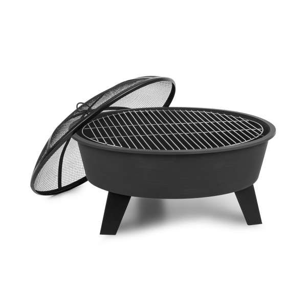 Blumfeldt Nolana, 2 az 1-ben, tűzrakóhely és grill, Ø73cm szikrafogó, Ø64 cm grill, acél, fekete