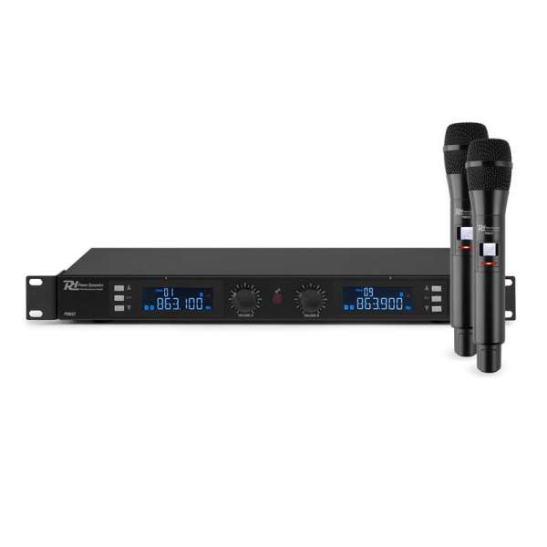 Power Dynamics PD632H 2X, 20-csatornás UHF vezeték nélküli mikrofon készlet, 2 x kézi mikrofon, fekete