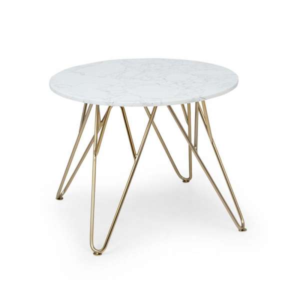 Besoa Round Pearl, dohányzóasztal, 55 x 45 cm (⌀ x V), márvány, arany/fehér