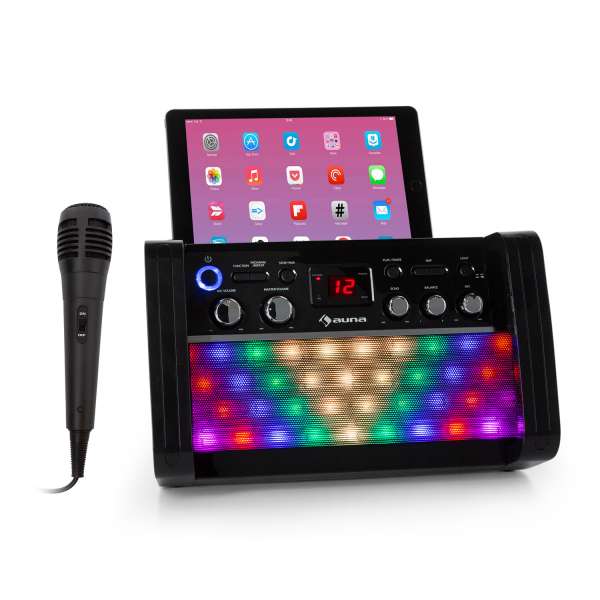 Auna DiscoFever 2.0, karaoke rendszer, BT, diszkó LED dióda, CD/CD+G lejátszó, fekete