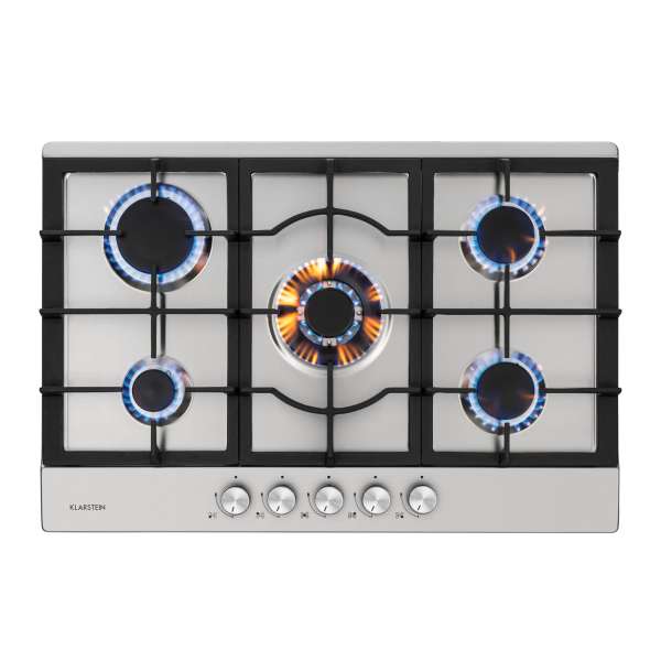 Klarstein Ignito 5, gázfőzőlap, 5 Sabaf égő, rozsdamentes acél, ezüst