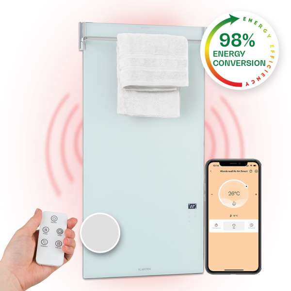 Klarstein Hot Spot Crystal Spotless Smart, infravörös hősugárzó, 750 W, alkalmazás, fehér