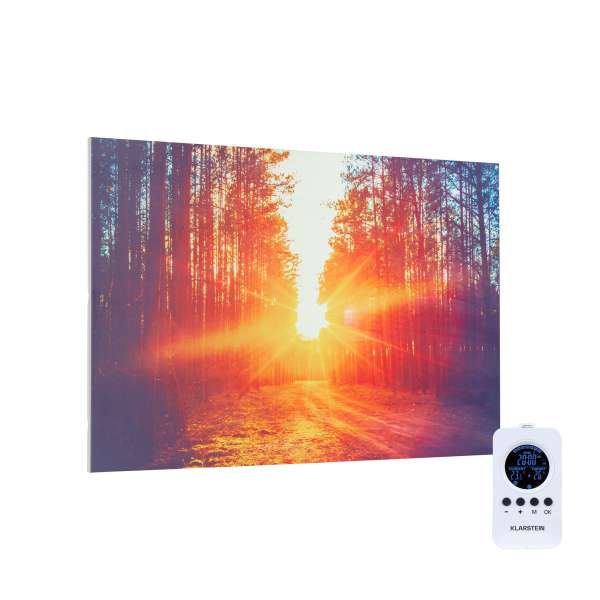 Klarstein Wonderwall Air Art Infinite, infravörös hősugárzó, 90 x 60 cm, 580 W, fali, kép, távirányító