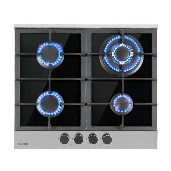Klarstein Alchemist, gázfőzőlap, 4 alumínium égő, üvegkerámia, fekete