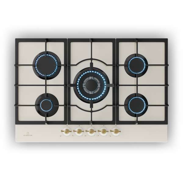 Klarstein Victoria 5, gázfőzőlap, 5 Sabaf égők, üvegkerámia, retró külső