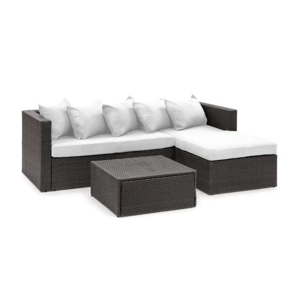 Blumfeldt Theia Lounge Set, kerti ülőgarnitúra, sarok kanapé, asztal, 5 párna, fekete