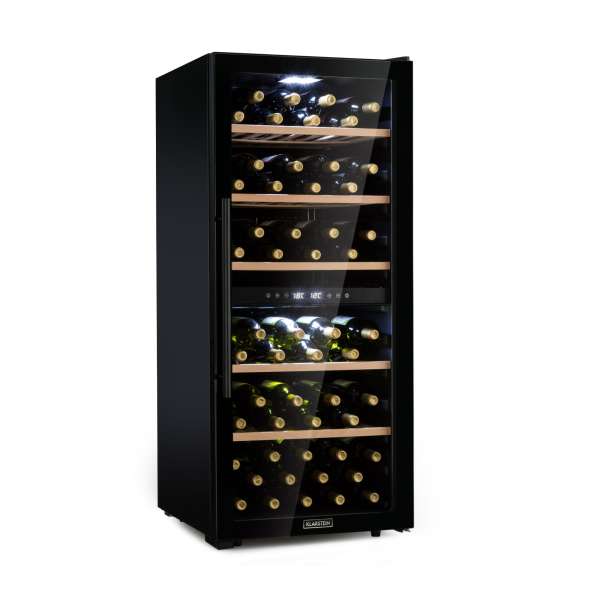 Klarstein Barossa 102D, borhűtő, 2 zóna, 102 palack, LED érintőképernyő, fekete