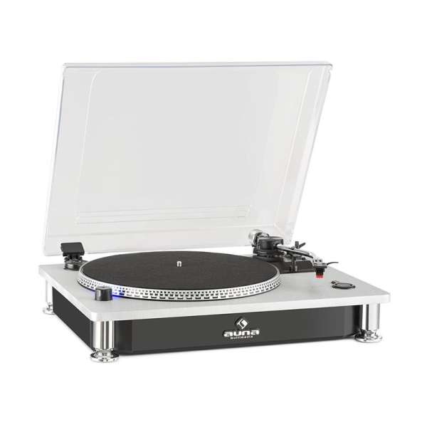 Auna TT-933, gramofon, 33/45 fordulat/perc, pitch control, fekete-ezüst