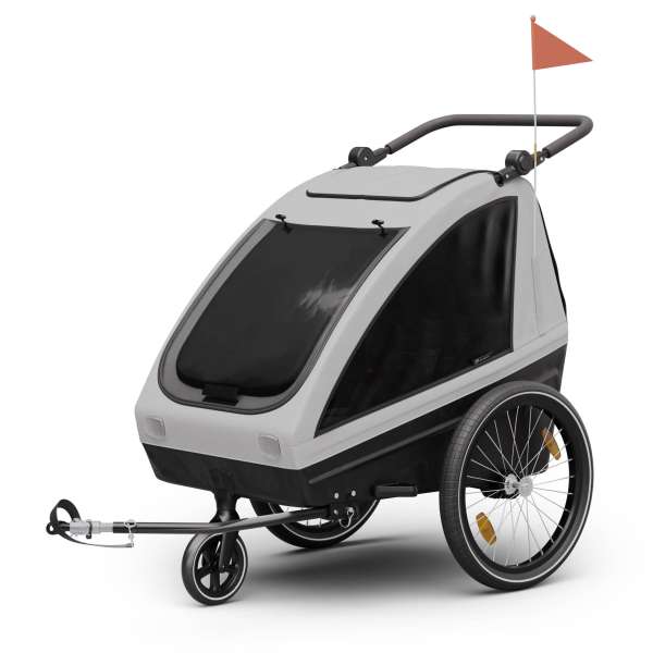 KLARFIT GoKiddo, kerékpár utánfutó, összecsukható, integrált fék, növekvő, 2 gyermek számára