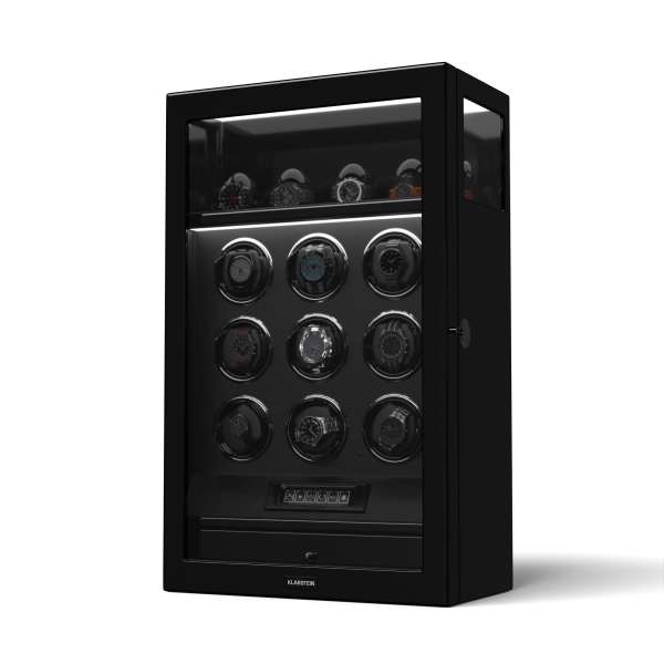 Klarstein SecureTouch óratekercselő, 9+4 óra, Mabuchi motor, zongoralakk, 41 üzemmód, zár, LED-ek