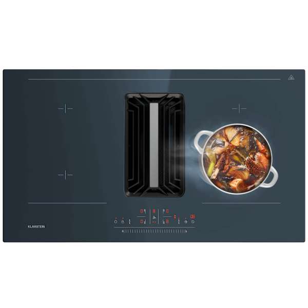 Klarstein AirJet 90 Down Air System, indukciós tűzhely + DownAir-páraelszívó,10000 W, 750 m³/h, Boost