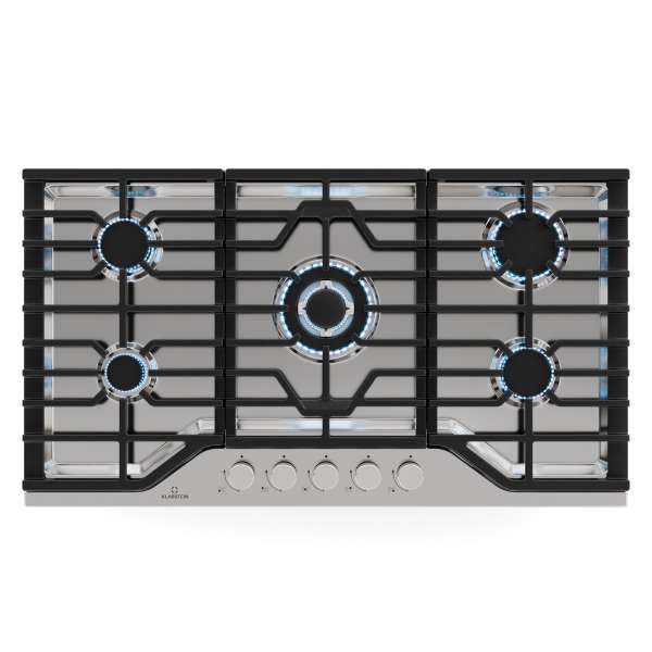 Klarstein Turbocast gáz főzőlap | 304 rozsdamentes acél | 5 égő | professzionális öntöttvas tartó | wok-égő