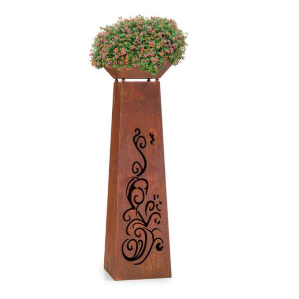 Blumfeldt Virágtorony virágcserép Virágoszlop Tűztér Acél rozsdás kivitel