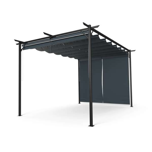 Blumfeldt Pantheon Robust Pergola, 3x4 m időjárásálló porszórt acél oldalsó redőnyökkel