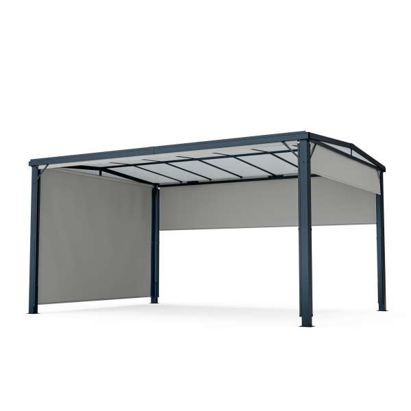 Blumfeldt Pantheon Cortina Solid Sky Pergola 3x4, időjárásálló, porszórt, oldalsó panelek