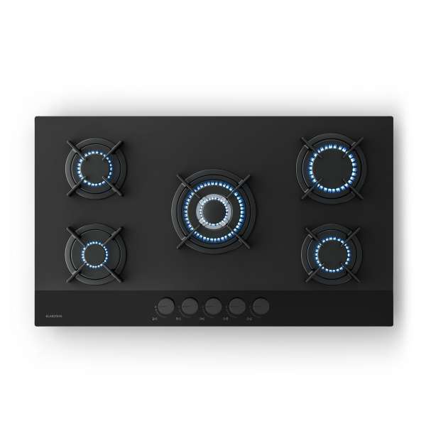 Klarstein Velaire gáztűzhely, 5 égős elektromos gyújtással, Földgázzal és LPG-vel kompatibilis, 10400 W, 90 cm