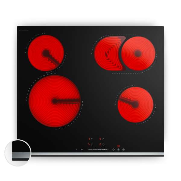 Klarstein Verosteel üvegkerámia főzőlap | 4 zóna | Minimalista, Erőteljes | 6600 W | 60 cm