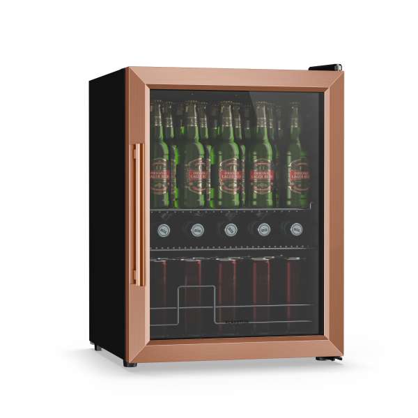 Klarstein Beersafe italhűtő üvegajtóval | 64 x 48 cm | 60 liter | 85 W | Réz/Fekete
