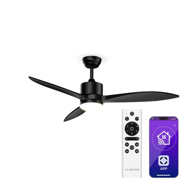 Klarstein SkyBreeze intelligens mennyezeti ventilátor világítással | 132 cm | 27 W | Csendes | LED | Fa