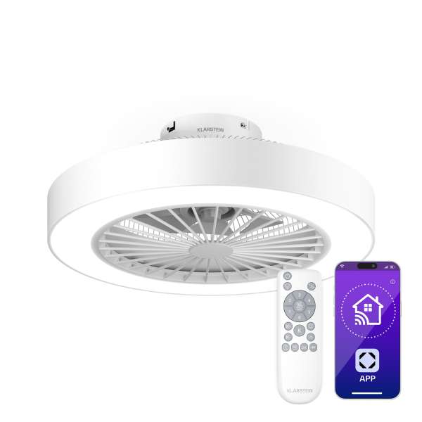 Klarstein ZenBreeze intelligens mennyezeti ventilátor világítással | 48 cm | 16 W | Csendes | LED | Akril