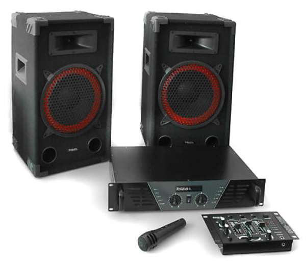Ibiza DJ PA szett - erősítő, mixer, hangfalak, mikrofon