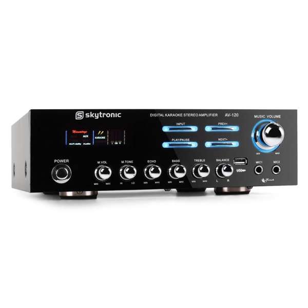 Skytronic 103.204 AV-120 PA HiFi erősítő, karaoke, USB, MP3