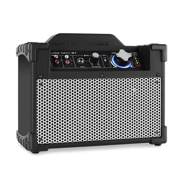 DJ-Tech Mini Cube BT, hordozható PA hangfal, bluetooth, USB, AUX, fekete