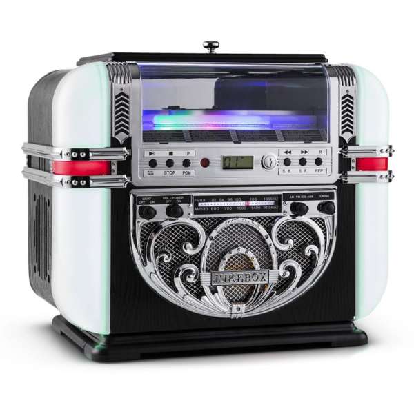 Ricatech RR700, retró jukebox, FM/AM, CD, AUX, LED