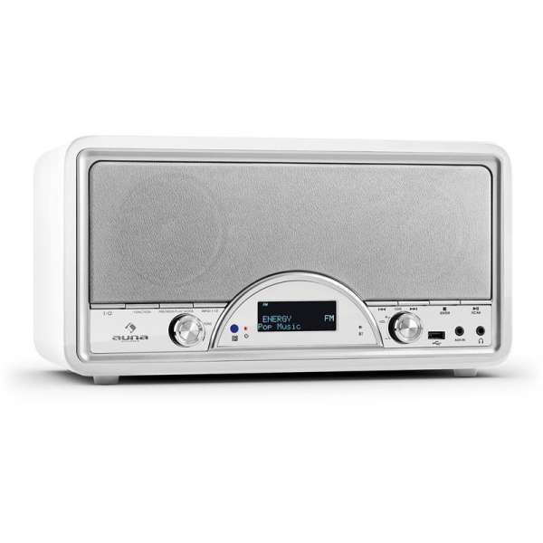 Auna Virgina WH DAB/DAB+ digitális rádió, Bluetooth, USB, FM, AUX, MP3, fehér