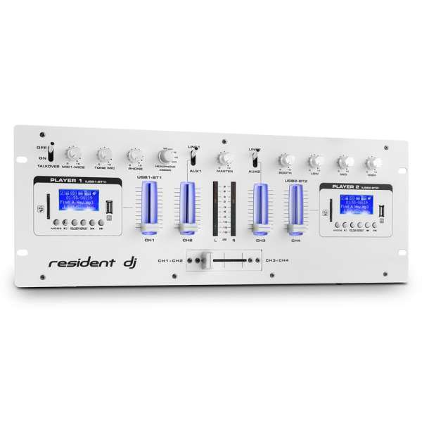 Resident DJ DJ405USB 4-csatornás DJ keverőpult, 2 x bluetooth, USB, SD, AUX, felvétel funkció