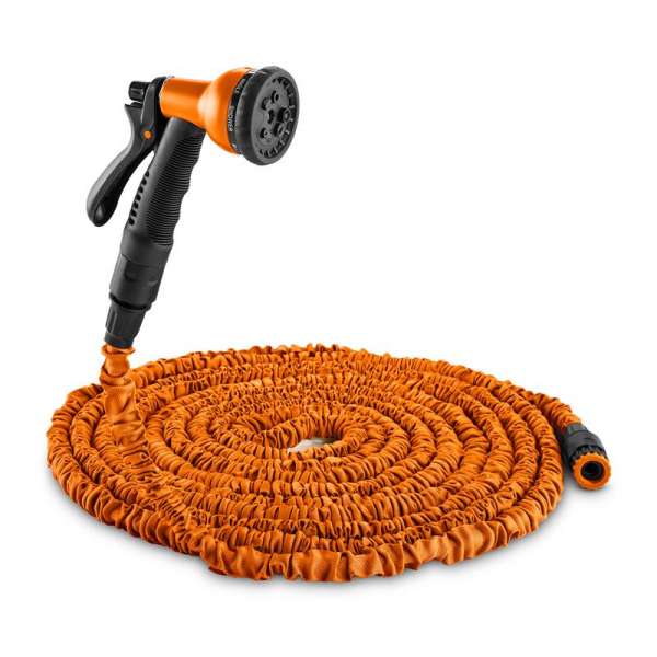 DURAMAXX FLEX 15, narancssárga, flexibilis kerti locsolócső, 8 funkció, 15 m