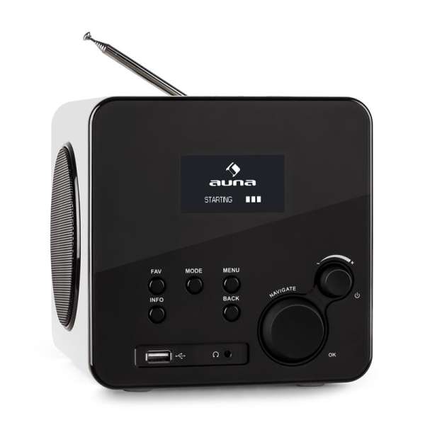 Auna Radio Gaga, internetrádió, WiFi/LAN, DAB/DAB+, FM, USB, AUX, fehér
