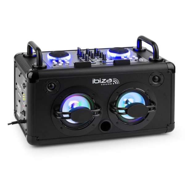 Ibiza Dance Party, mobil DJ audiorendszer, 200W, keverőpult, bluetooth, USB, MP3, AUX, LED