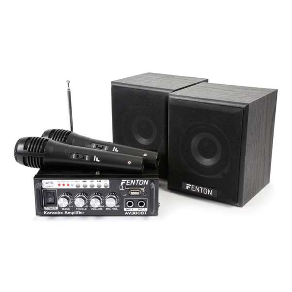 Fenton AV380BT karaoke szett erősítővel, USB, SD, BT, 2 x hangfal, 2 x mikrofon