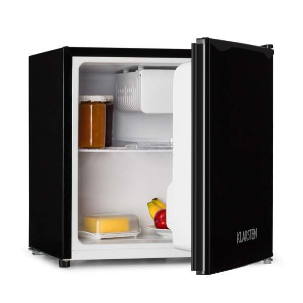 Klarstein, hűtőszekrény fagyasztóval, 46 liter, F energiahatékonysági osztály, fekete