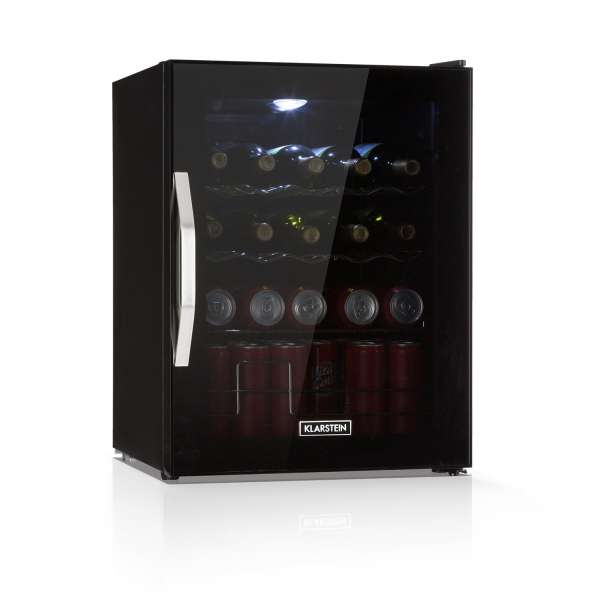 Klarstein Beersafe XL Onyx, hűtőszekrény, D energiahatékonysági osztály, LED, fém polcok, üvegajtó