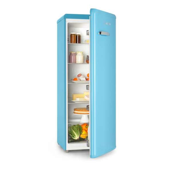 Klarstein Irene XL, hűtőszekrény, 242 liter, retro kivitel, 4 polc, A+ energiahatékonysági osztály, kék