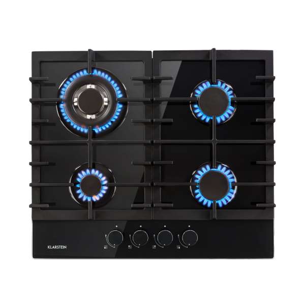 Klarstein Ignito 4, gázfőzőlap, 4 Sabaf égő, üvegkerámia, fekete