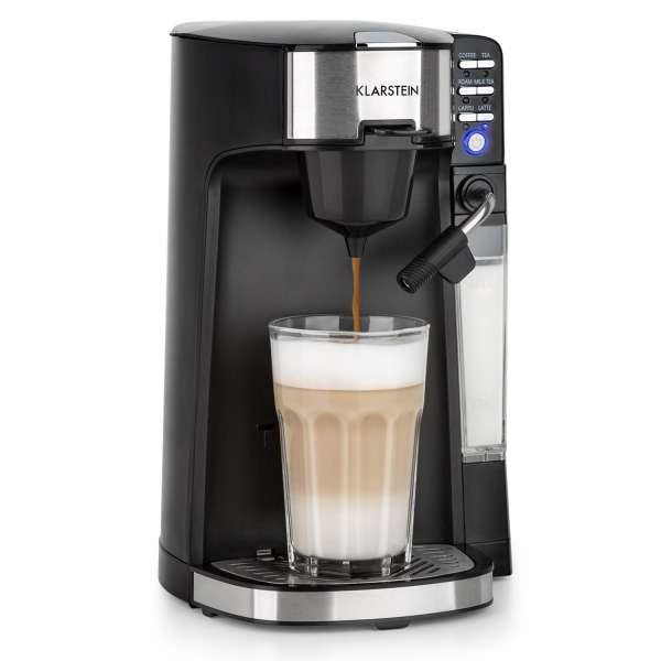 Klarstein Baristomat 2 az 1-ben, teljesen automata kávéfőző, kávé, tea, tejhabosító, 6 program